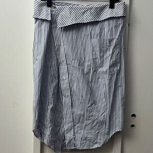 Zara Navy and White Striped Midi Skirt